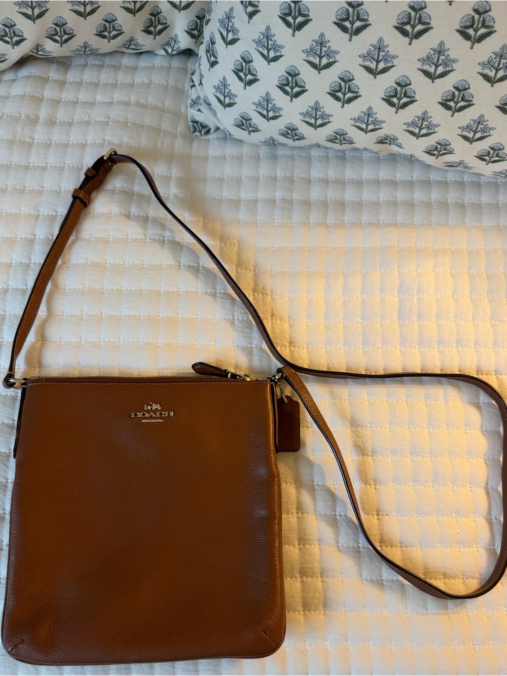 Coach Tan Pebbled Leather Messenger Crossbody